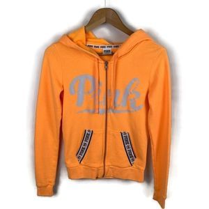 PINK Orange Zip Up Sweatshirt Jacket Size XS